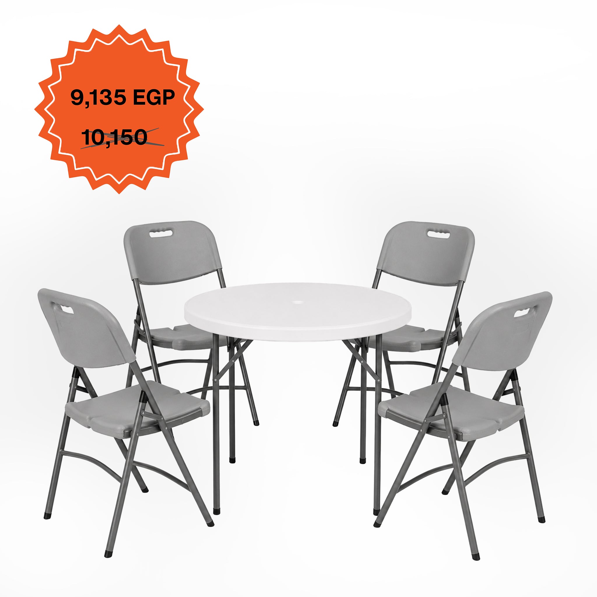 Round Table 110cm Set "Table and 4 Folding Chairs"