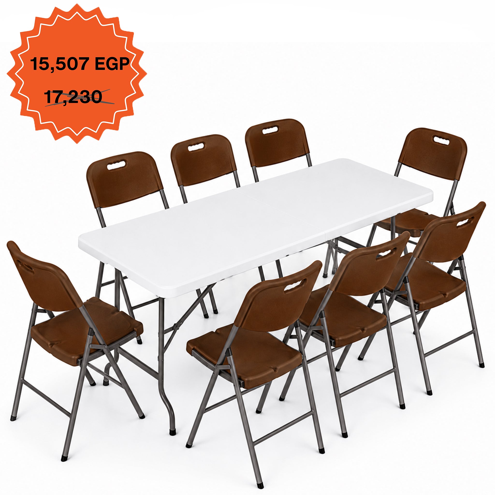 Rectangle Folding Table 183 cm Set "Table and 8 Folding Chairs"