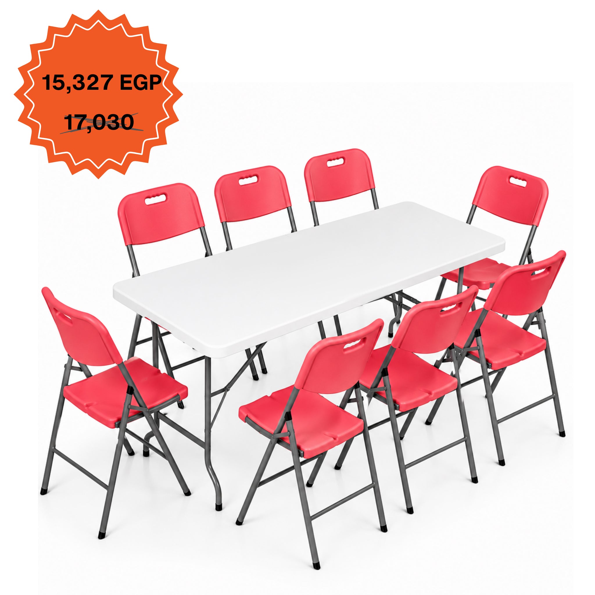 Rectangle Table 183cm Set "Table and 8 Folding Chairs"
