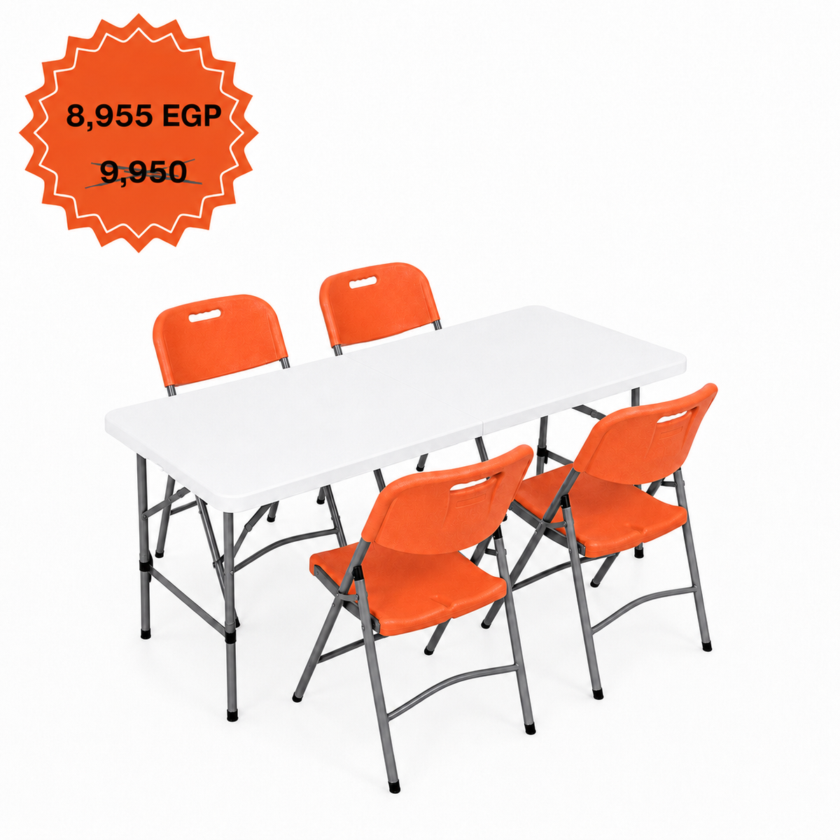Rectangle Table 122cm Set "Table and 4 Folding Chairs"
