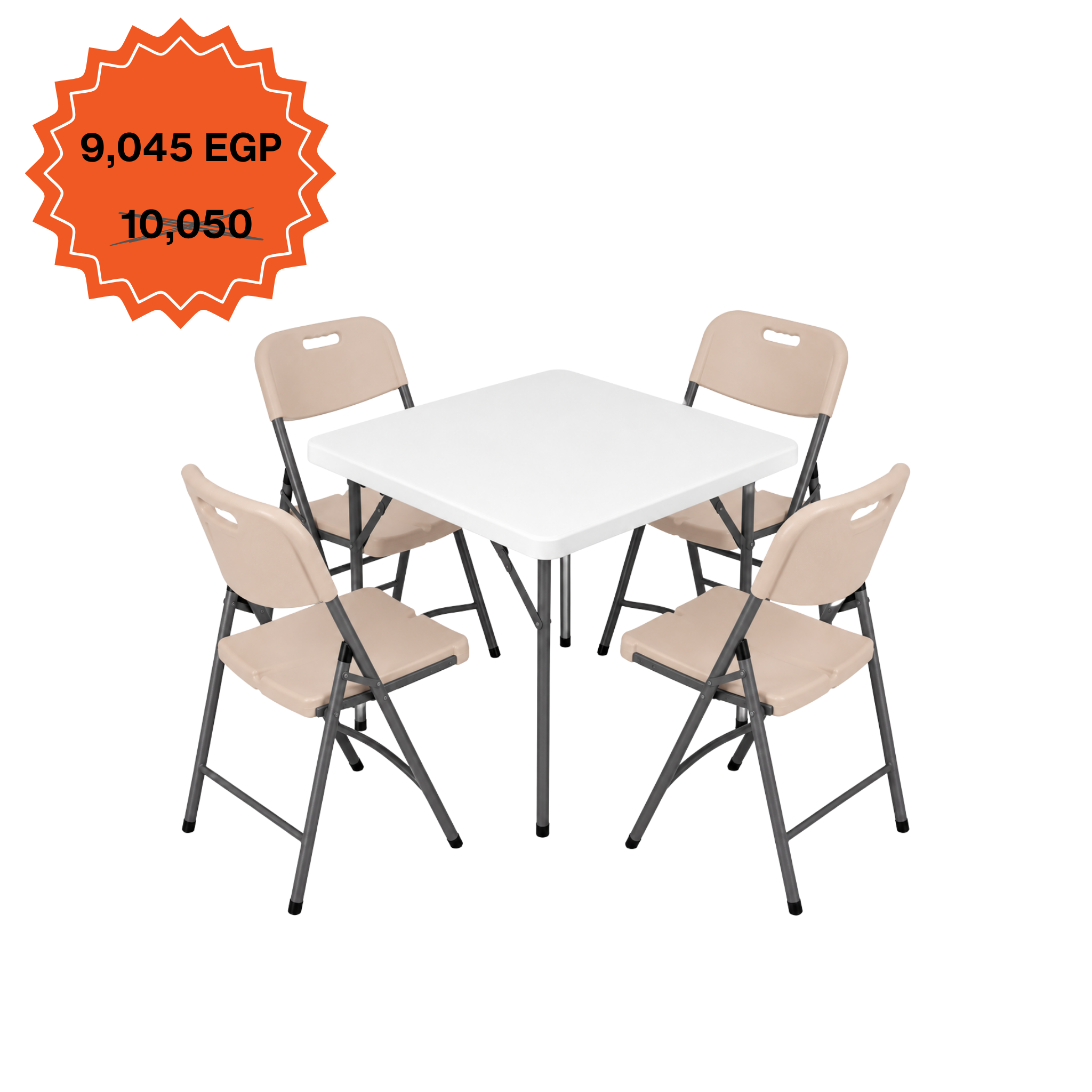 Square Table 88cm Set "Table and 4 Folding Chairs"
