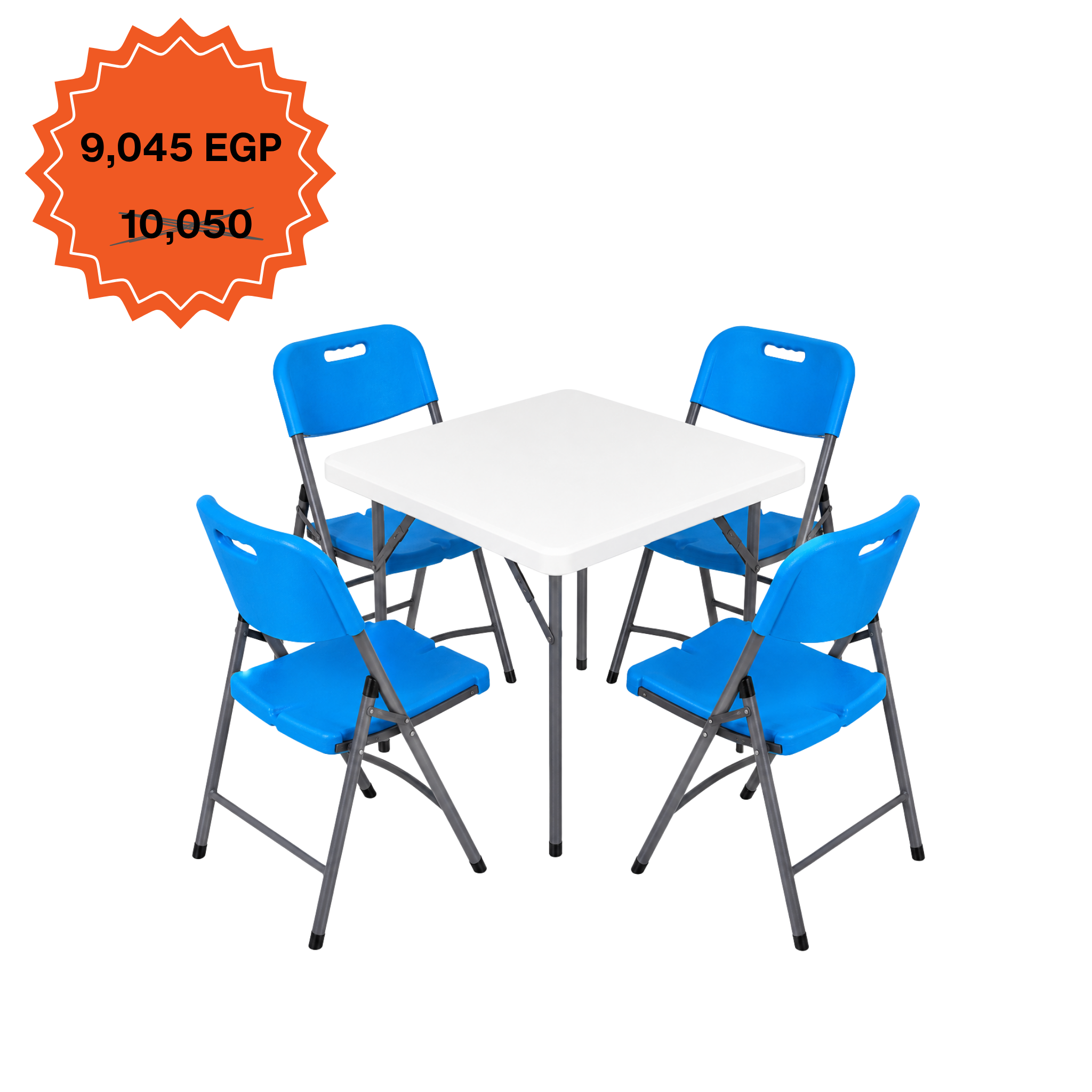 Square Table 88cm Set "Table and 4 Folding Chairs"