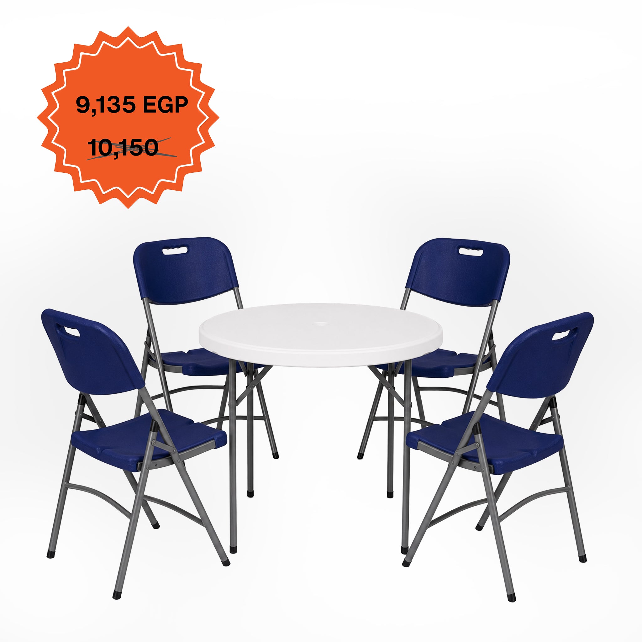 Round Table 110cm Set "Table and 4 Folding Chairs"