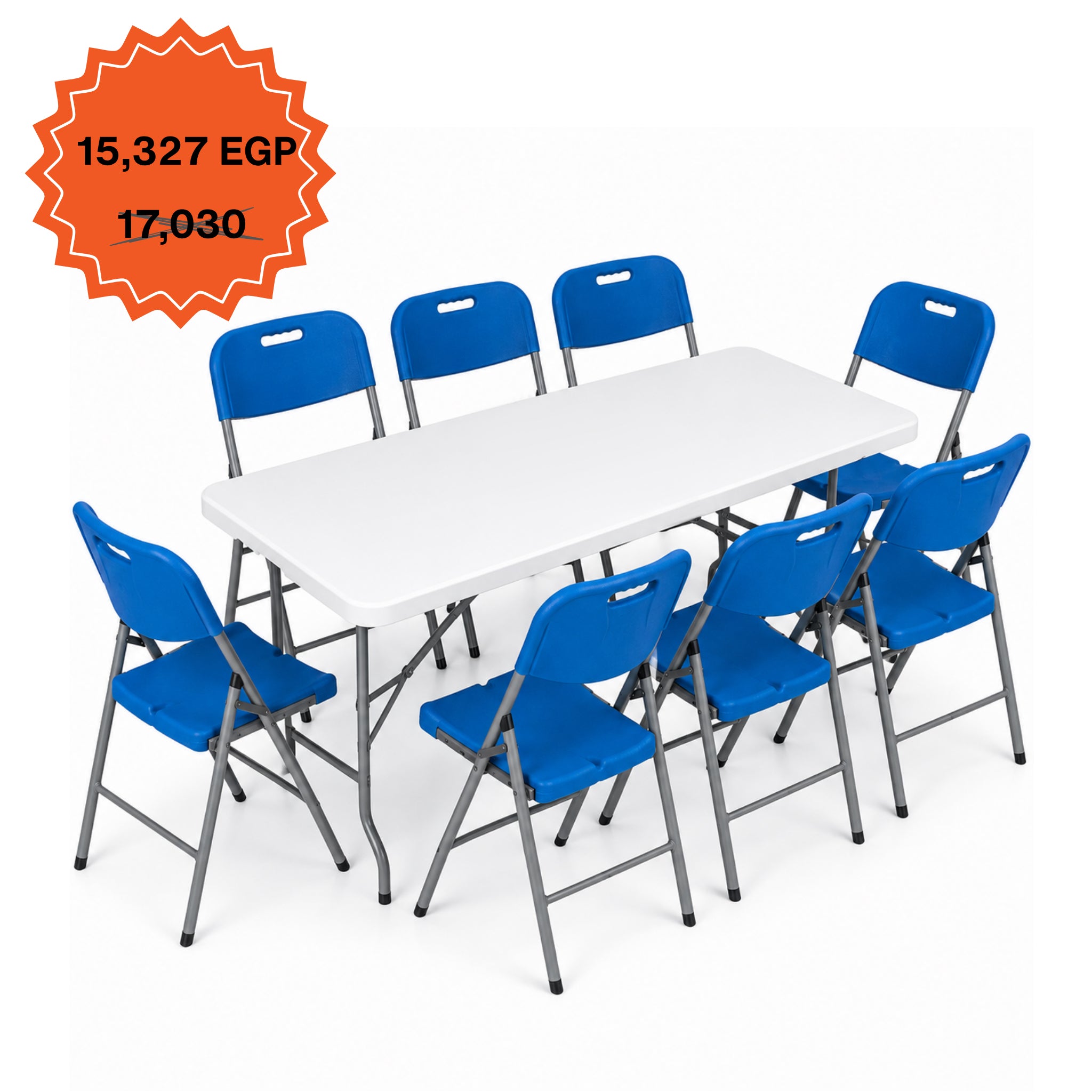 Rectangle Table 183cm Set "Table and 8 Folding Chairs"