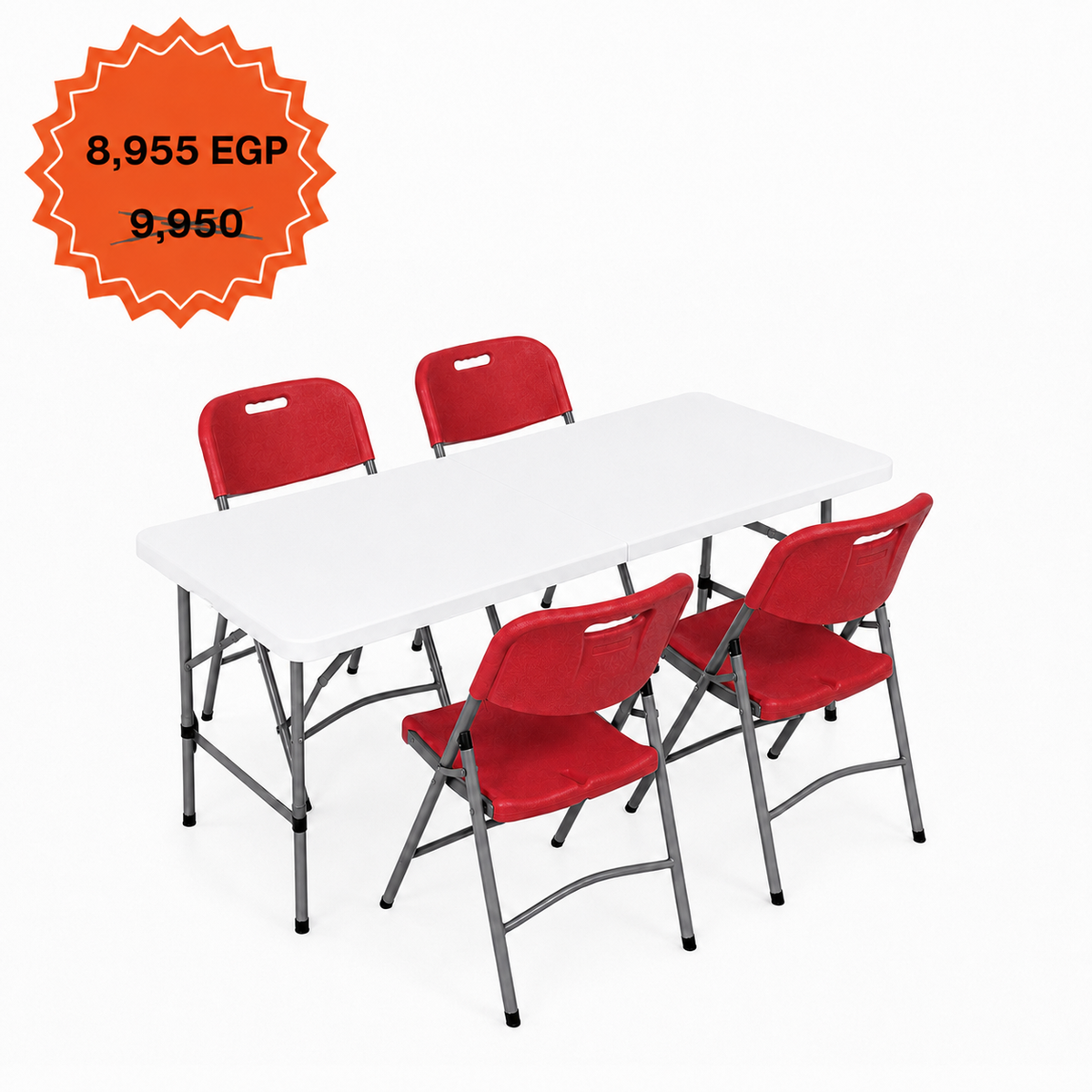 Rectangle Table 122cm Set "Table and 4 Folding Chairs"