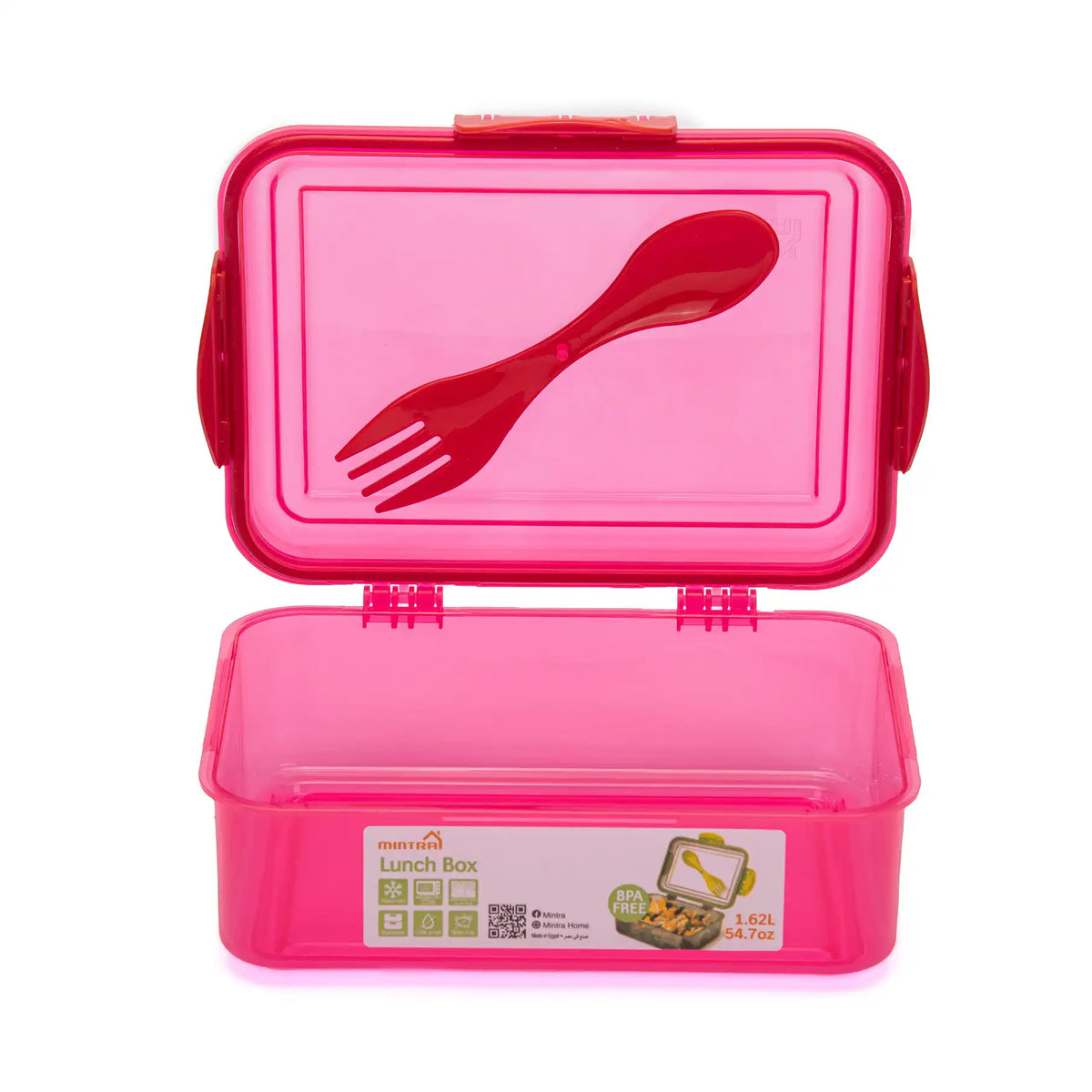 صورة منتج Mintra 1.7 L Lunch Box with Lock (with Fork & Spoon) Red