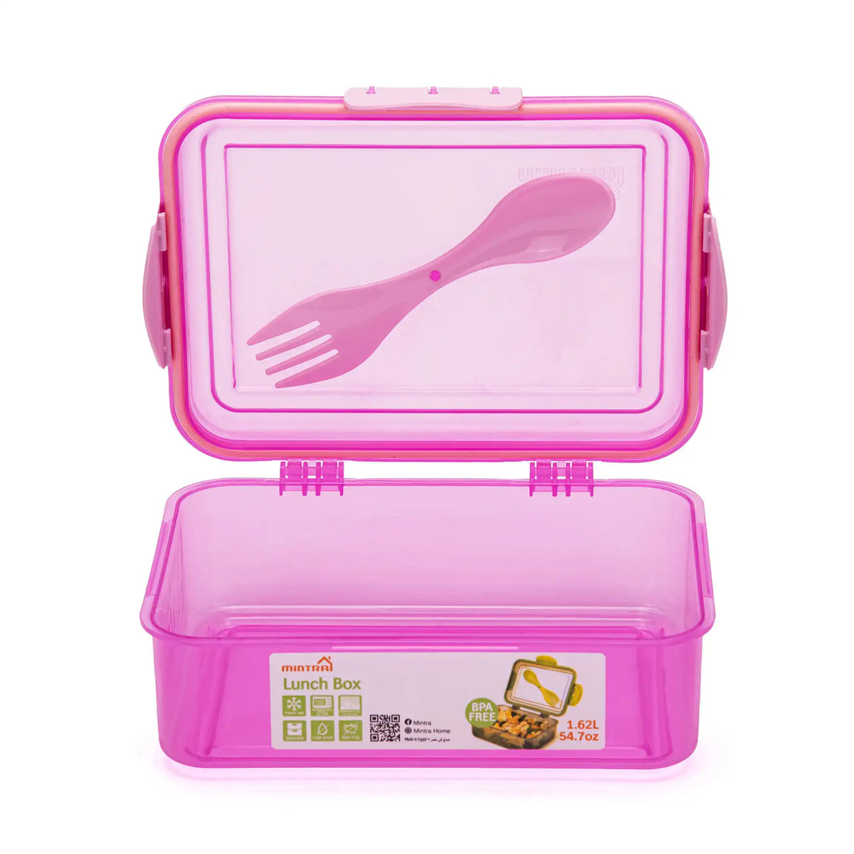 صورة منتج Mintra 1.6 L Lunch Box with Lock (with Fork & Spoon) Fuchsia