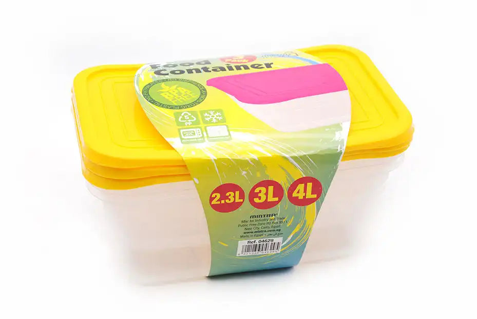 علبة تخزين الثلاجة 2.3 لتر -3 لتر -4 لتر (عبوة من 3 قطع)