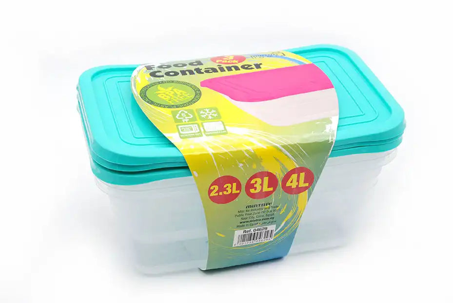 علبة تخزين الثلاجة 2.3 لتر -3 لتر -4 لتر (عبوة من 3 قطع)