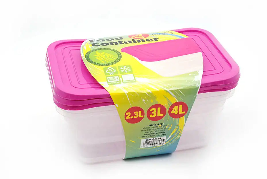 علبة تخزين الثلاجة 2.3 لتر -3 لتر -4 لتر (عبوة من 3 قطع)