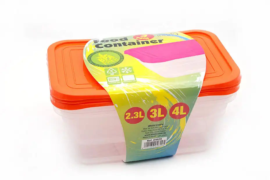 علبة تخزين الثلاجة 2.3 لتر -3 لتر -4 لتر (عبوة من 3 قطع)