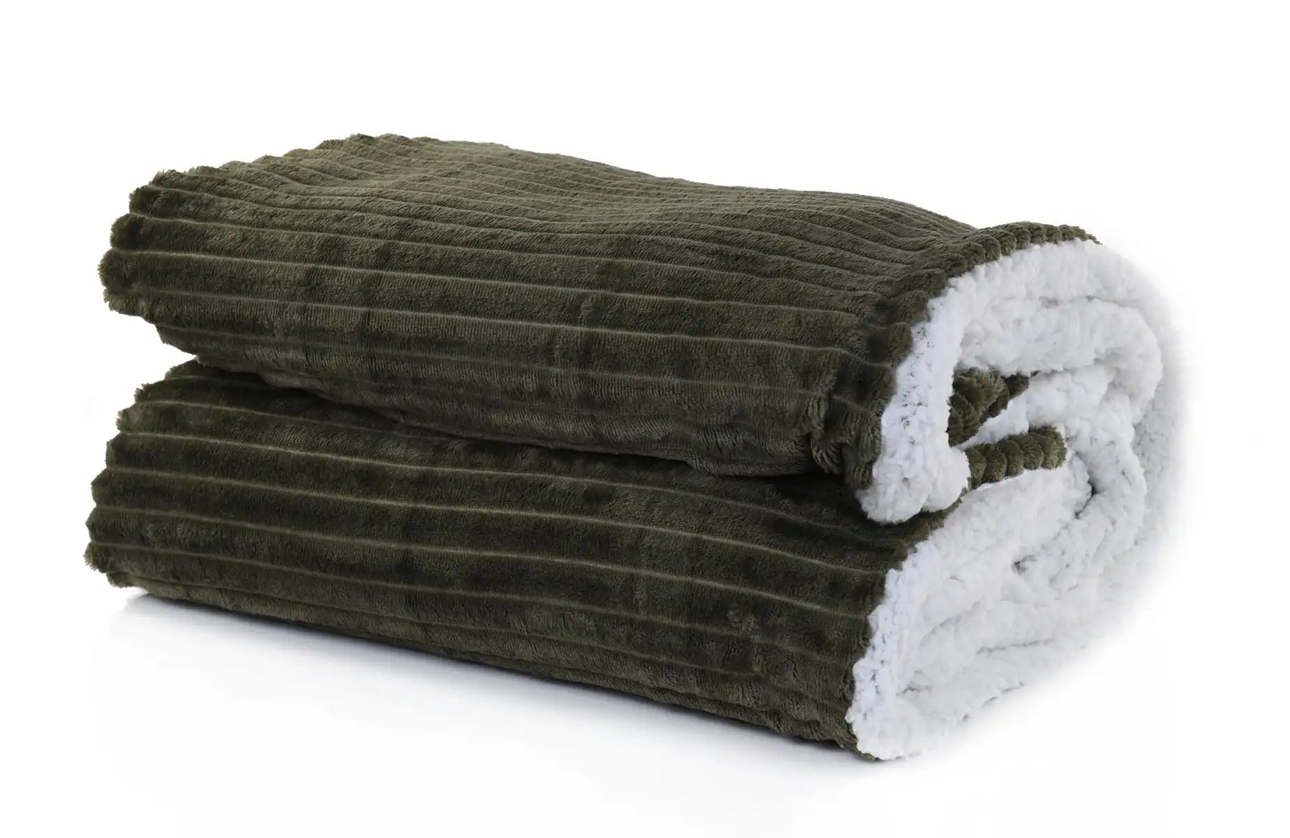 بطانية مخططة من المايكروفايبر/الشيربا مزدوجة الجوانب (220 × 240)