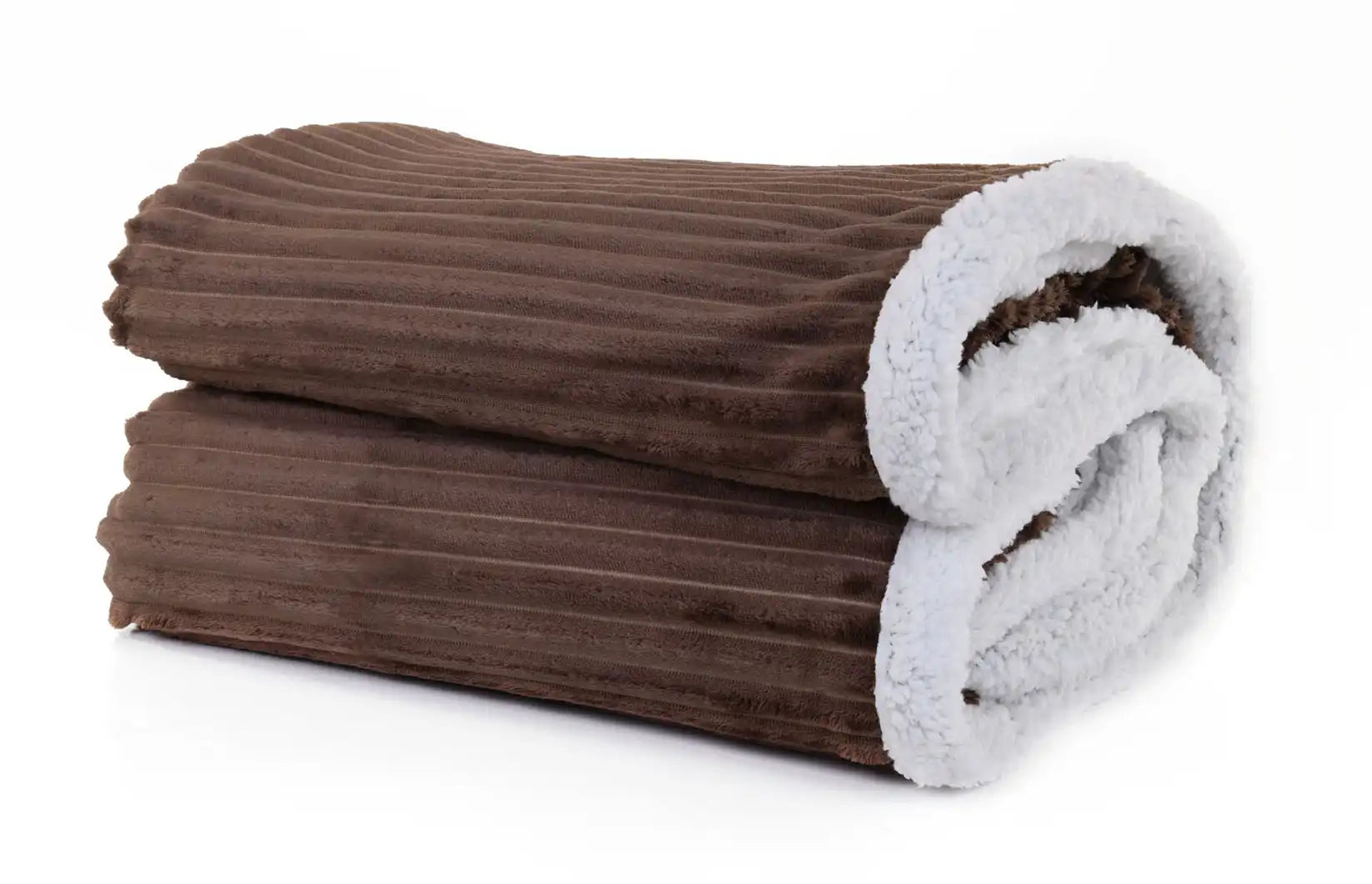 بطانية مخططة من المايكروفايبر/الشيربا مزدوجة الجوانب (220 × 240)