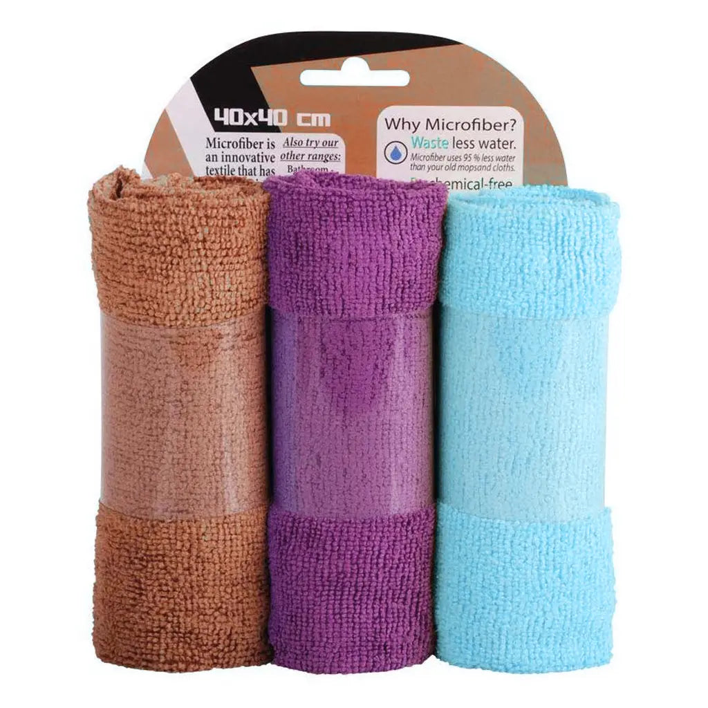 صورة منتج Mintra Pack of 3 Terry Microfiber Towel Brown - Purple - Blue