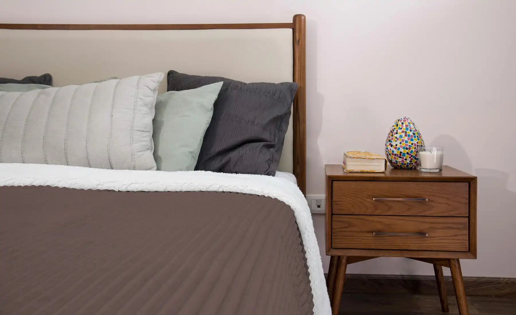 بطانية مخططة من المايكروفايبر/الشيربا مزدوجة الجوانب (220 × 240)