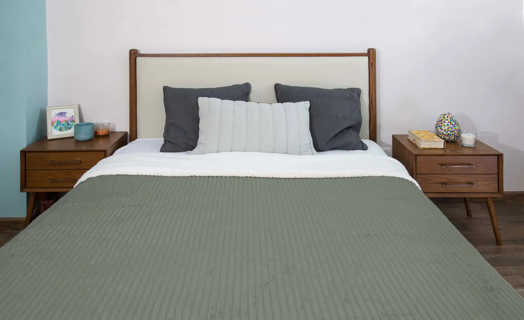 بطانية مخططة من المايكروفايبر/الشيربا مزدوجة الجوانب (220 × 240)